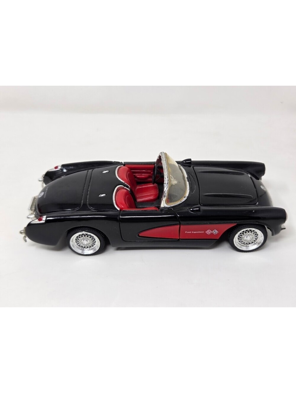 1957 Chevrolet Corvette Convertible Diecast Model Black Red Interior Car